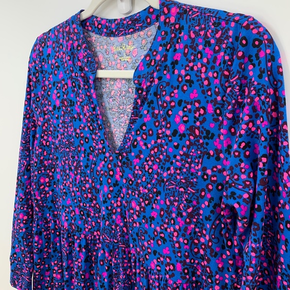Lilly Pulitzer Alaina Tiered Dress in Blue Flare Growl & Prowl Sz S - Picture 4 of 12
